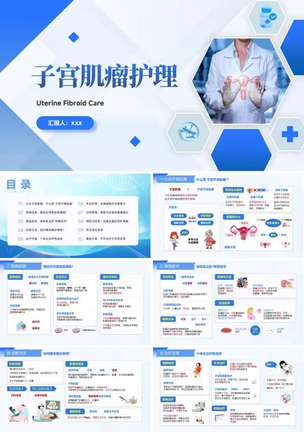 子宫肌瘤护理医疗护理PPT模板含讲稿
