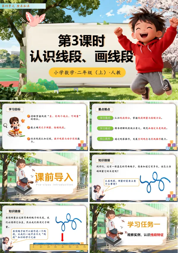 二年级数学上册 人教 第四单元第3课时 认识线段、画线段（教学课件）（新教材）ppt课件含教案