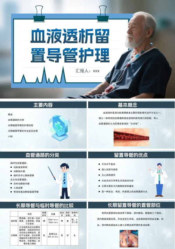 血液透析留置导管护理PPT模板含讲稿