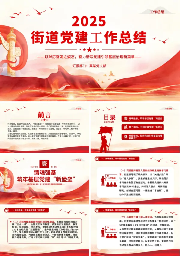  2025年度党建工作情况总结报告PPT模板含讲稿