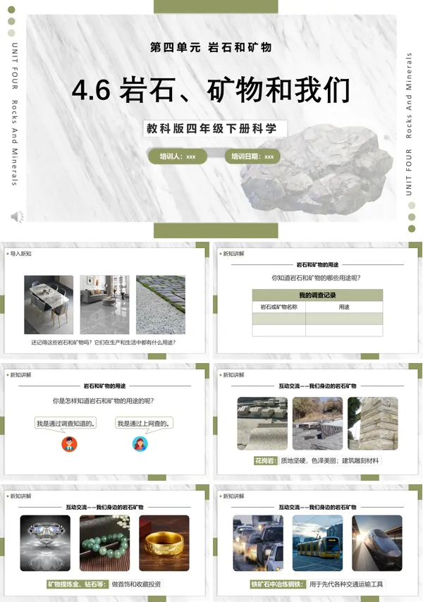 教科版科学四年级下册岩石、矿物和我们课件PPT