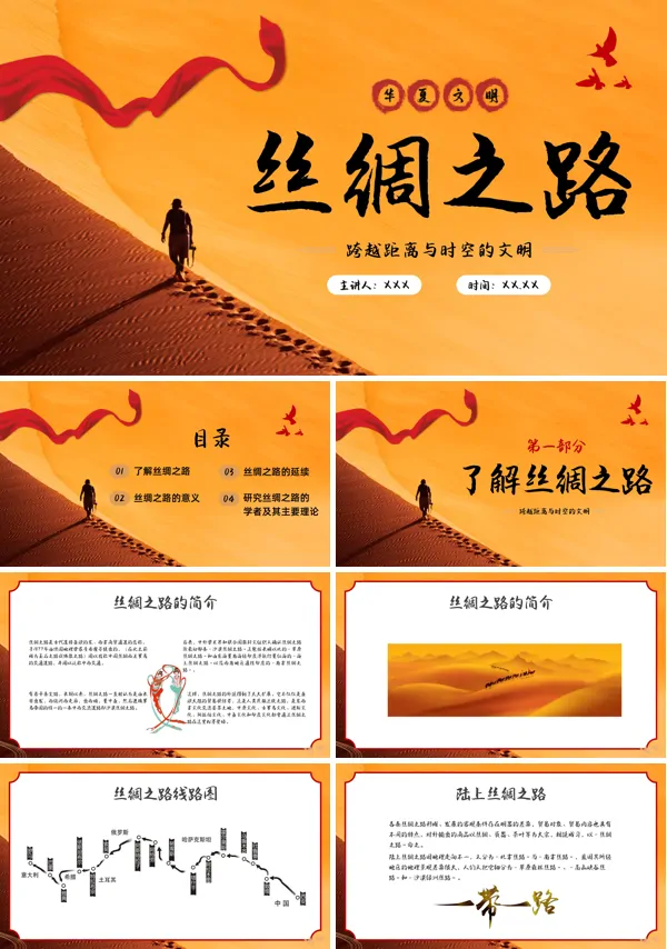 一带一路丝绸之路PPT模板专题模板