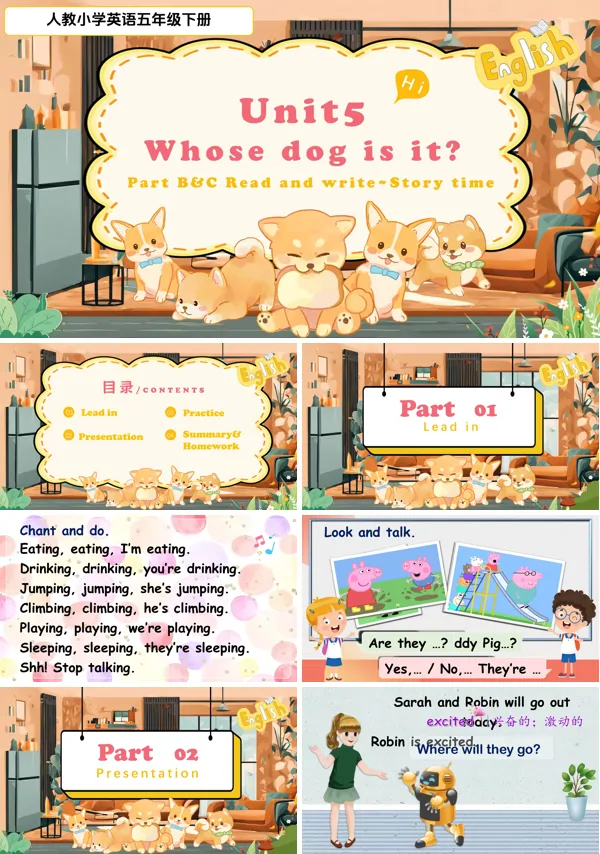 人教五年级英语下册Unit5第6课时Part B&C Read and write _ Story timePPT课件含教案