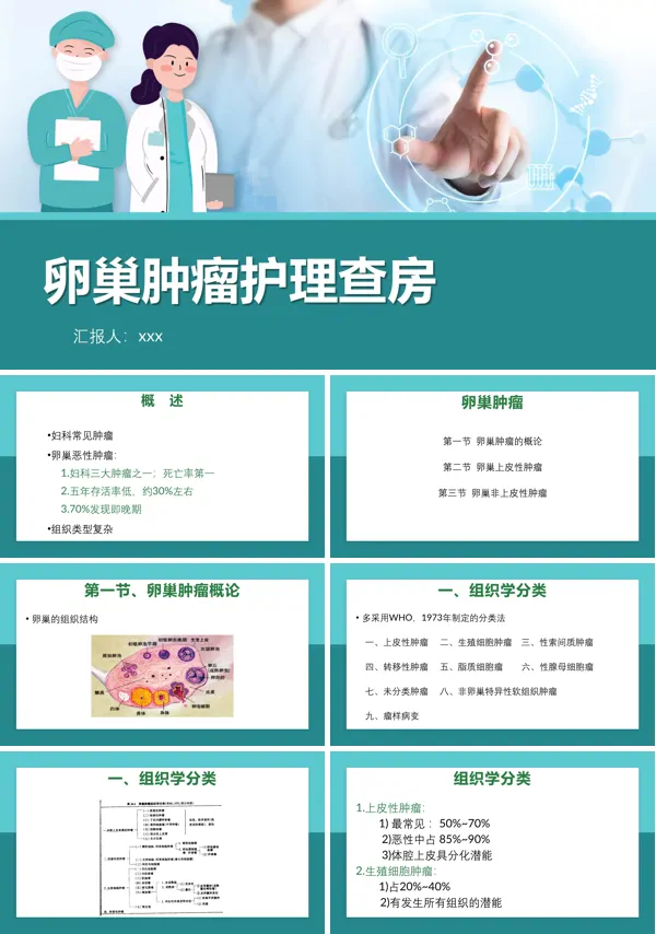 卵巢肿瘤护理查房卵巢癌护理查房PPT下载模板
