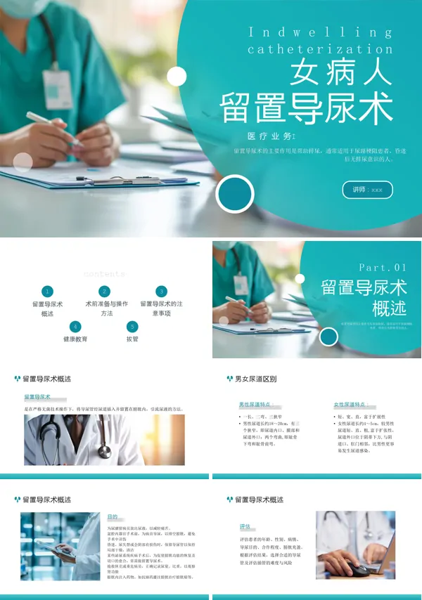 医疗医生护士女病人留置导尿术培训学习PPT含讲稿