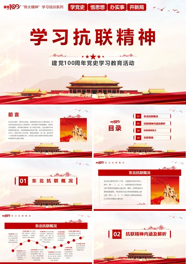 建党100周年党史学习教育活动学习弘扬伟大抗联精神PPT
