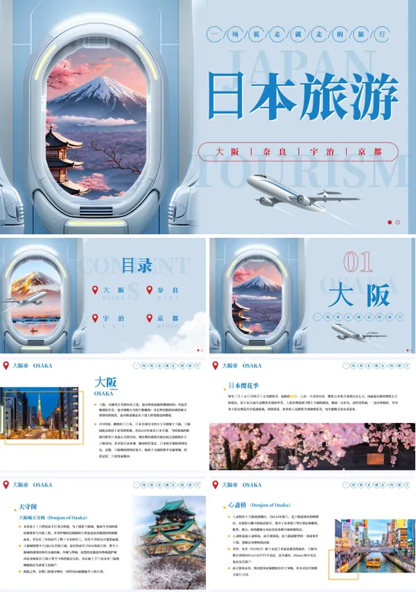 日本旅游城市介绍文化介绍PPT模板