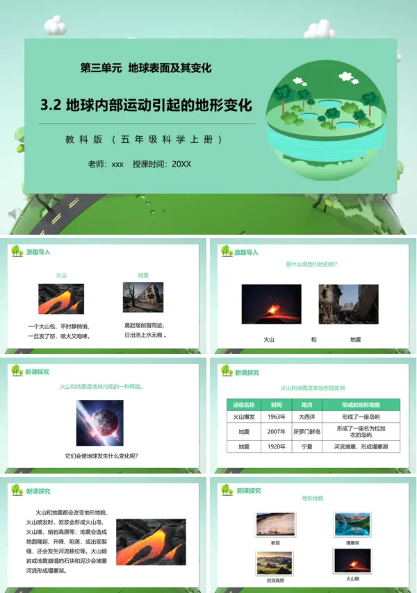 教科版五年级科学上册地球内部运动引起的地形变化PPT课件