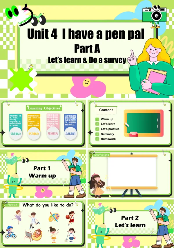 人教六年级英语上册Unit4第1课时Part A Let's learn&Do a surveyPPT课件含教案