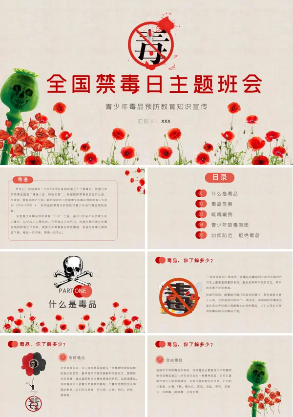 中小学生全国禁毒日主题教育班会PPT