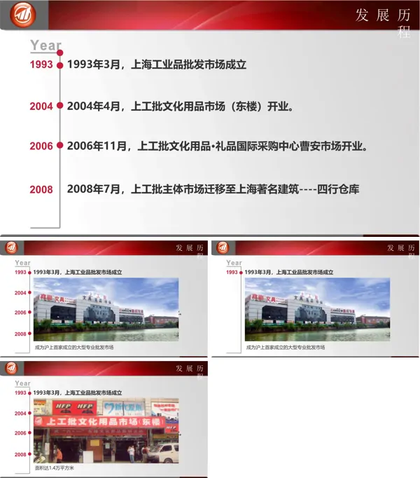 竖线条时间轴事件展示动画PPT模板