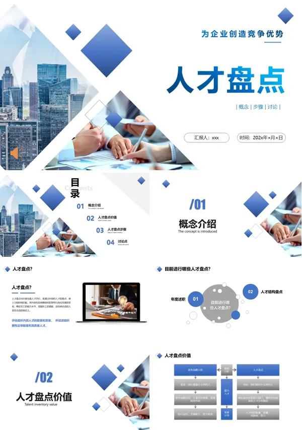 人力资源人才盘点培训PPT模板含讲稿