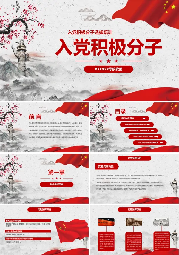 入党积极分子选拔培训PPT模板