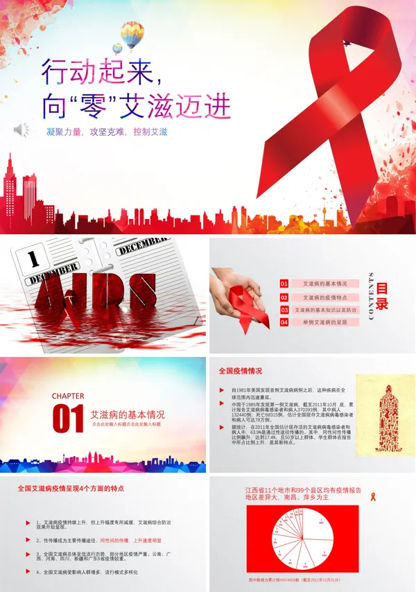 艾滋病主题班会PPT模板