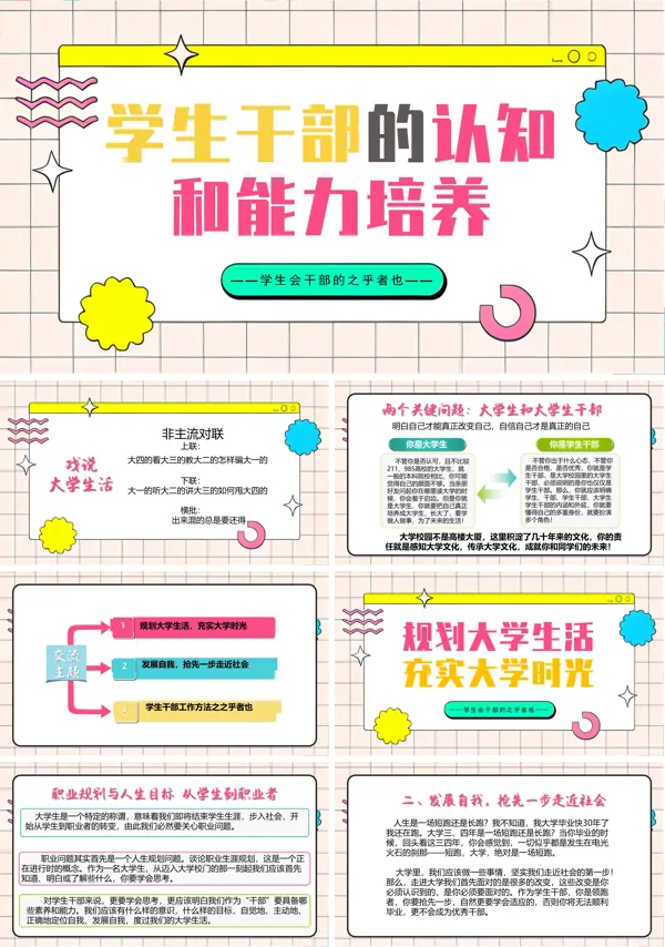 大学生学生干部能力与认知培训PPT模板