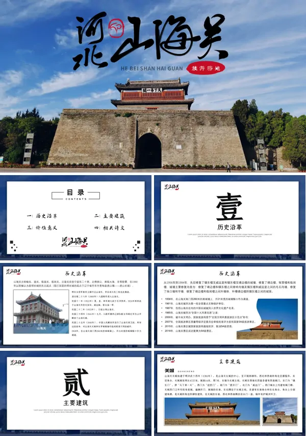 山海关旅游介绍PPT模板