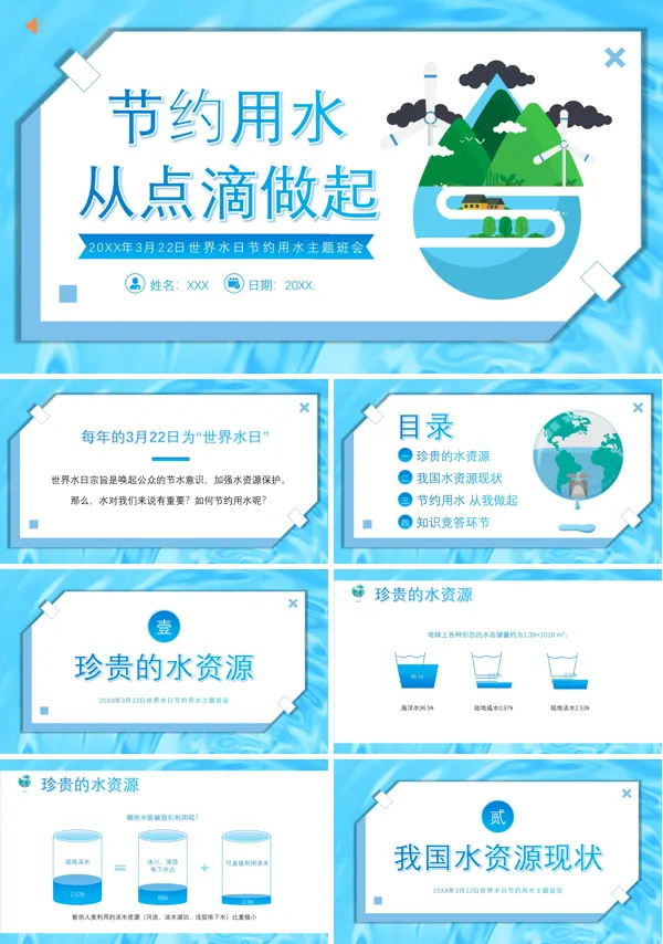 世界水日节约用水主题班会PPT