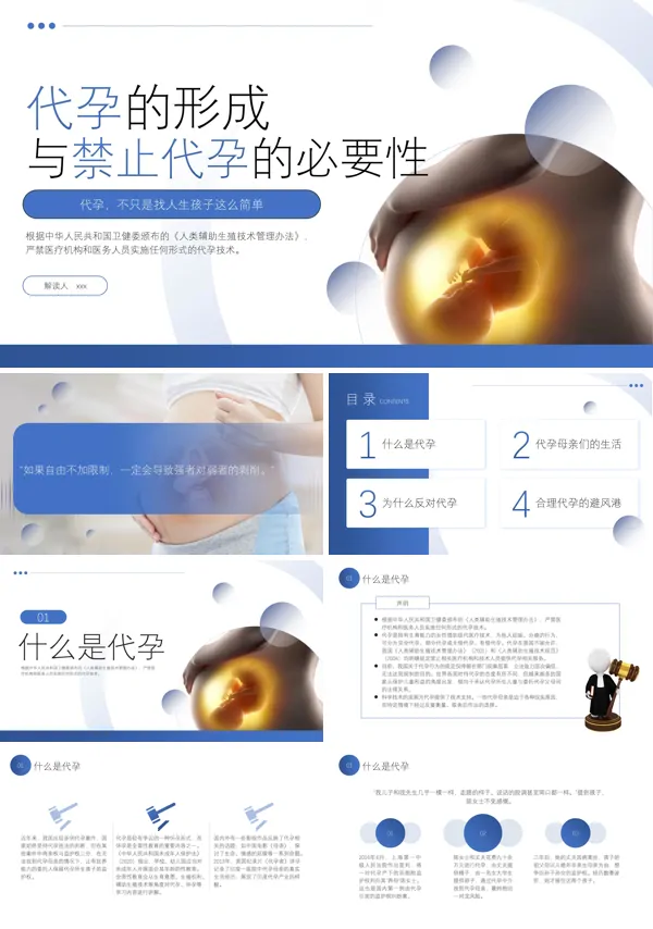 普法宣传课件禁止代孕PPT模板含讲稿