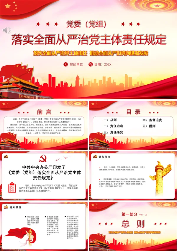 落实全面从严治党主体责任规定PPT专题党课