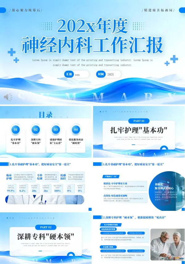 2025神经内科工作总结汇报PPT模板含讲稿