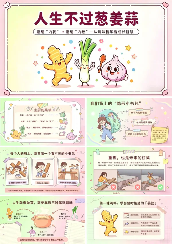 中小学学生拒绝内耗人生不过葱姜蒜主题班会PPT含讲稿