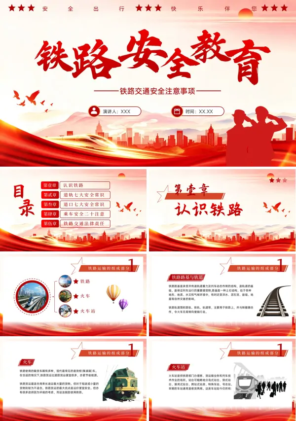 铁路安全教育培训PPT模板含讲稿