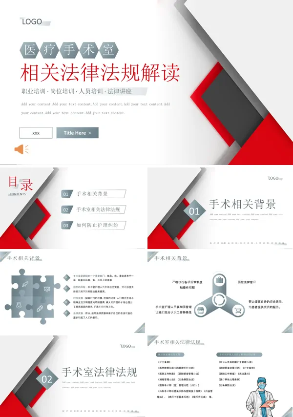手术室相关法律法规培训课件PPT模板