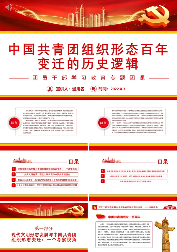 中国共青团组织形态百年变迁的历史逻辑PPT专题团课