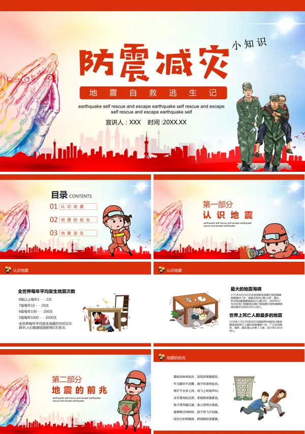 防震减灾地震自救逃生培训的PPT课件