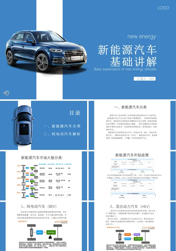 新能源汽车介绍基础知识PPT课件模板