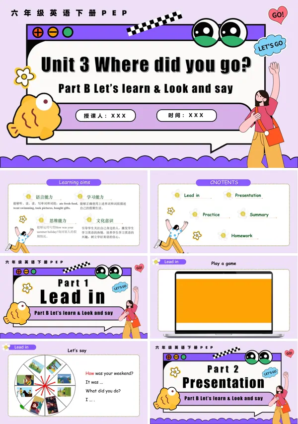 六年级英语下册Unit 3 第3课时 Part B Let's learn Look and say PPT课件含教案