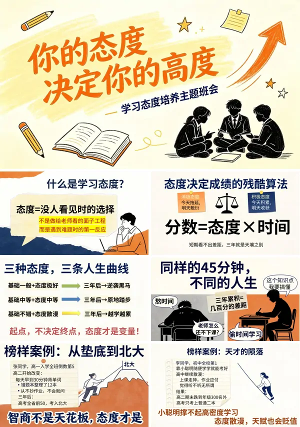 你的态度决定你的高度学习态度培养主题班会ppt含讲稿