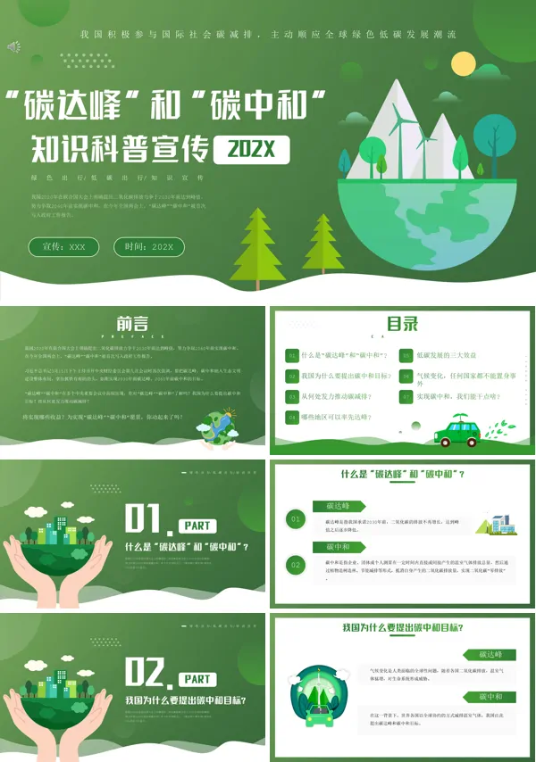 碳达峰和碳中和知识科普PPT模板