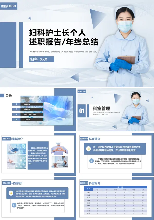 妇科护士长个人述职报告医院妇科护士长年终总结汇报PPT