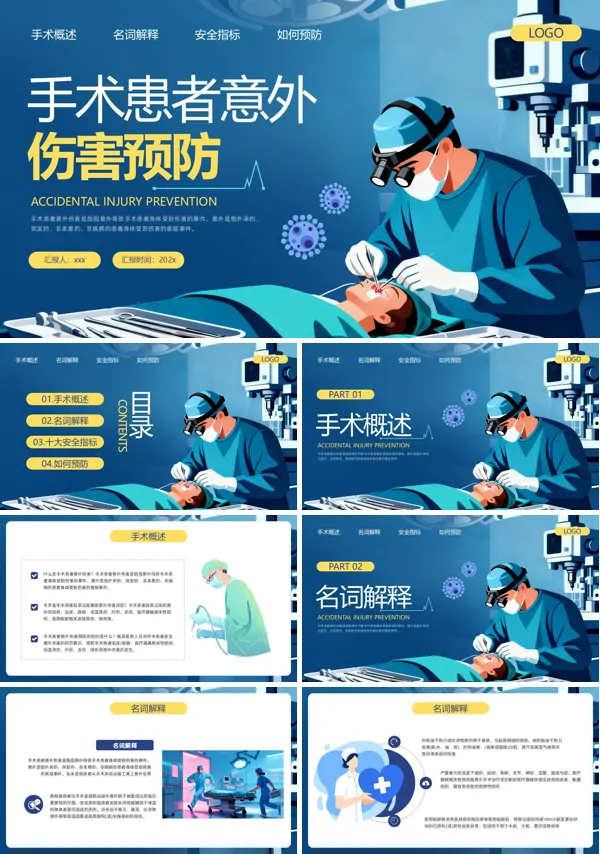手术患者意外伤害预防PPT模板含讲稿