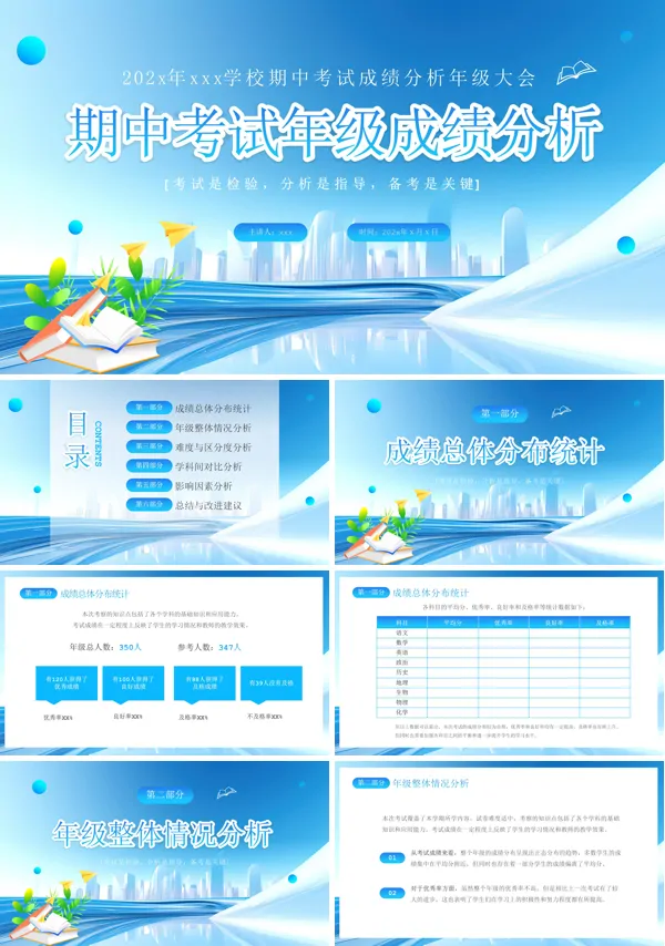 中小学期中考试成绩质量分析PPT