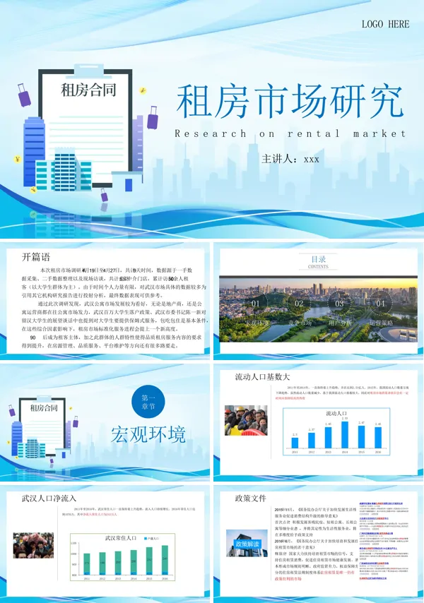 租房市场调研PPT模板含讲稿
