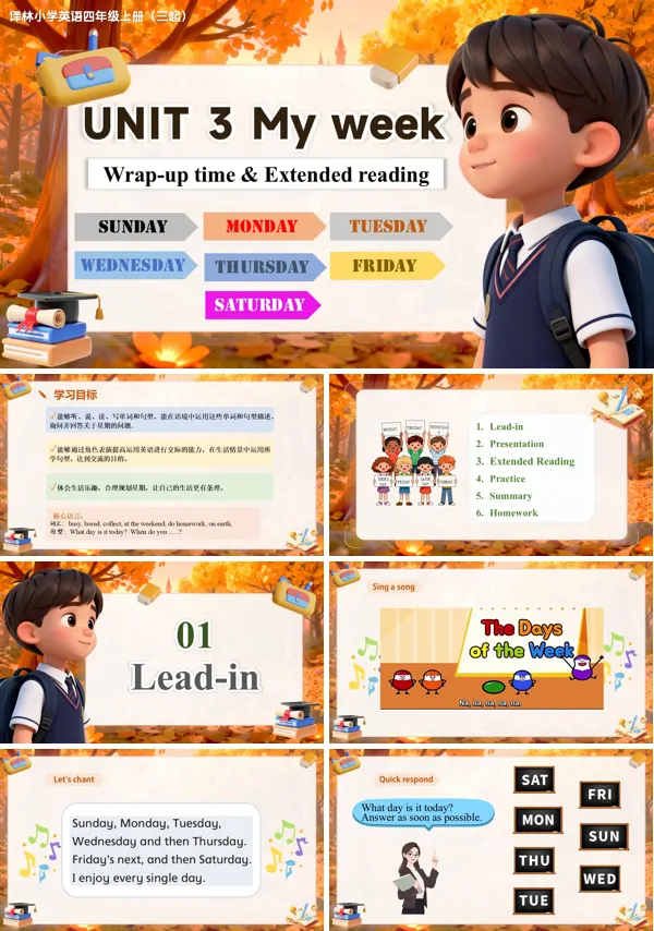 四年级上册译林版三起新教材 Unit 3 第3课时 Wrap-up time&Extended reading（教学课件）ppt课件含教案