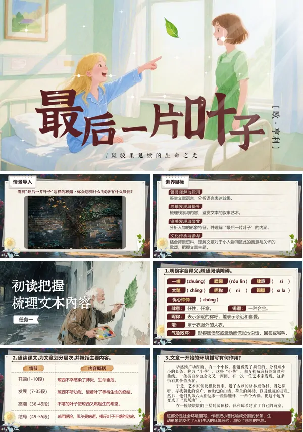 统编中职语文第二单元最后一片叶子PPT课件含教案