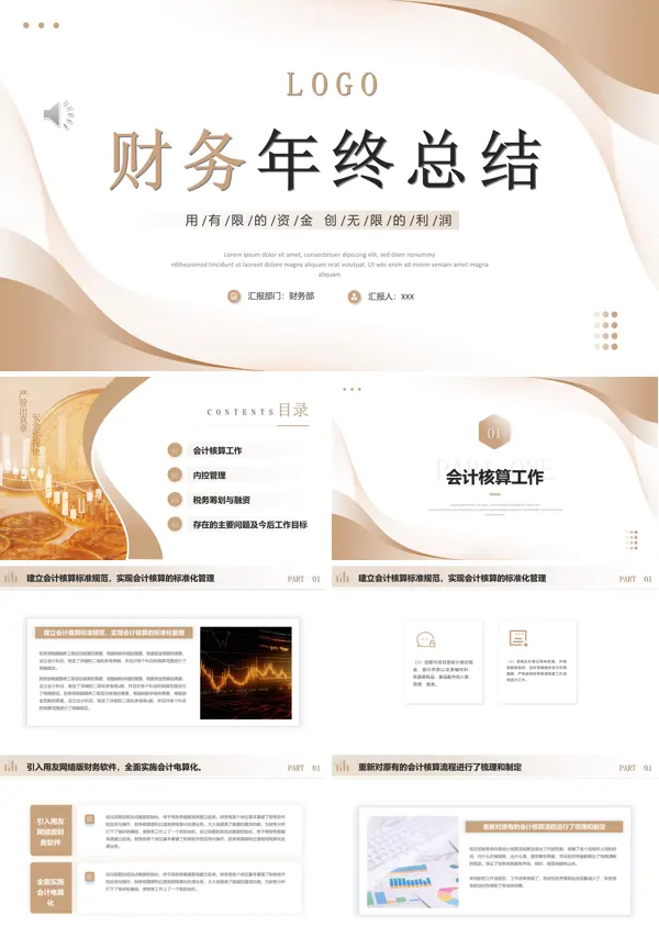 财务部年终总结报告PPT