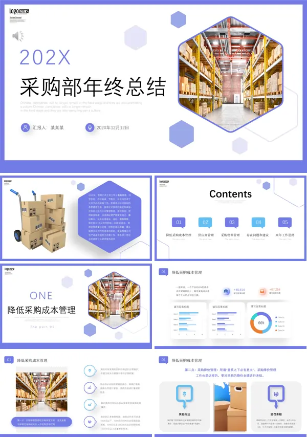 采购部年终工作总结述职报告年度计划PPT