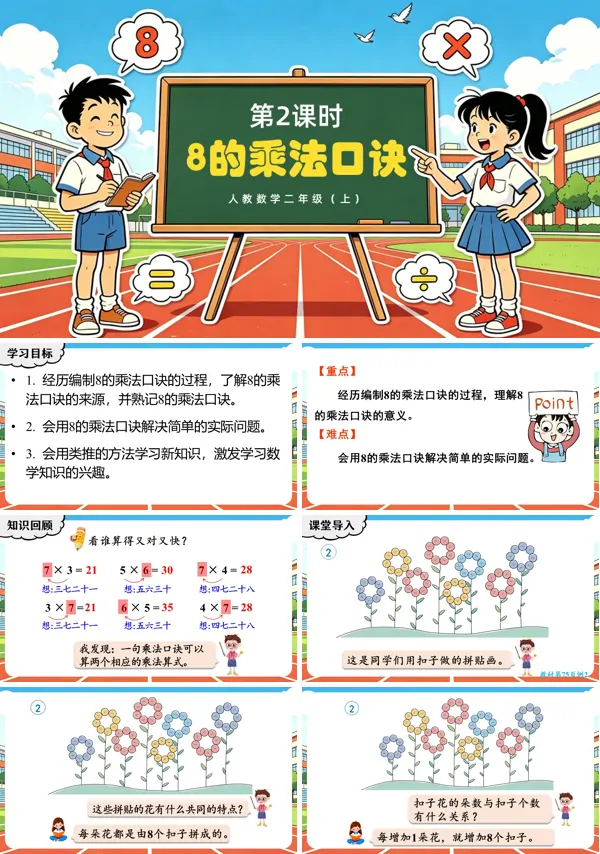 第五单元 第2课时《8的乘法口诀》二年级数学上册人教 ppt课件（教案）