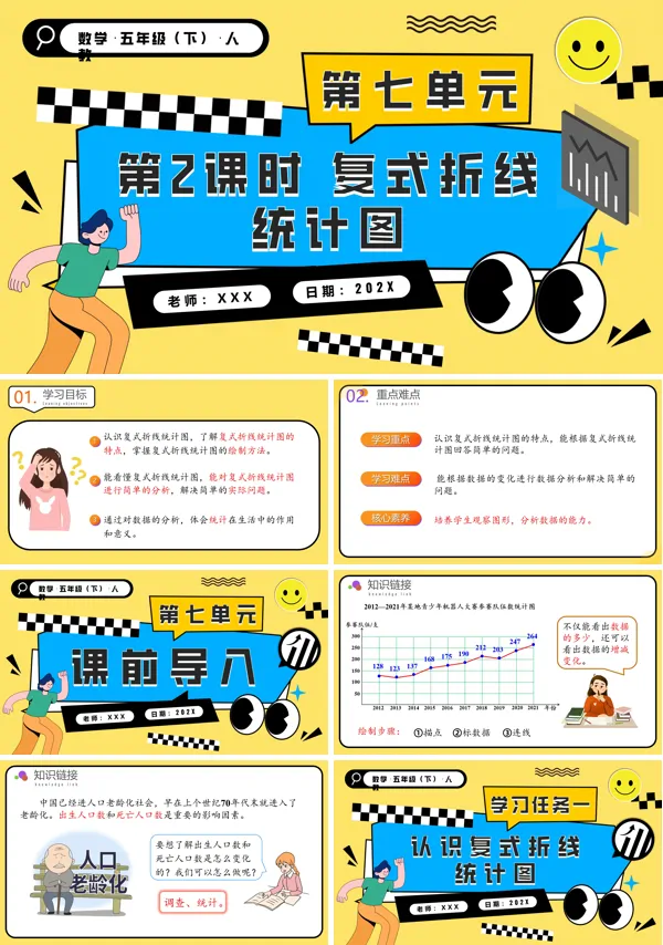 五年级数学下册第七单元第02课时复式折线统计图PPT课件含教案