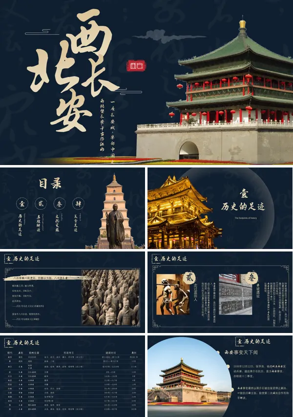西安介绍旅游旅行PPT模板