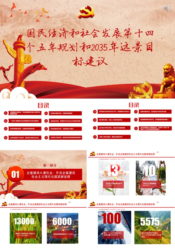 第十四个五年规划和2035年远景目标建议PPT