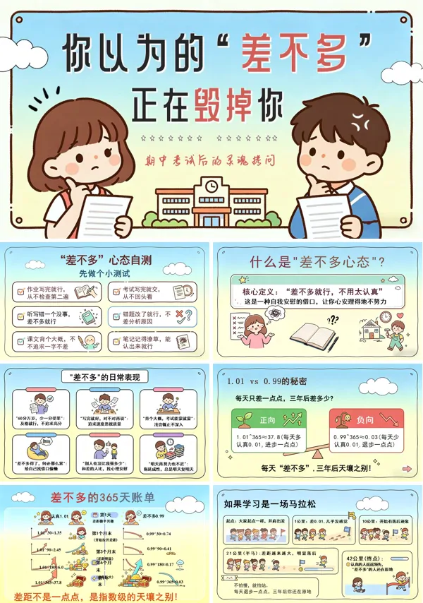 中小学期中试后分析主题班会PPT含讲稿