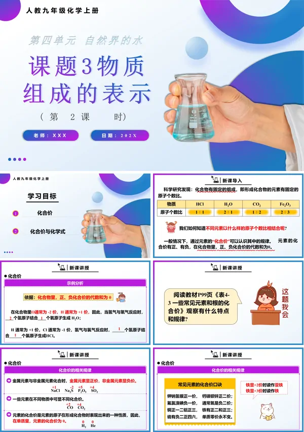 人教九年级化学上册物质组成的表示第2课时PPT课件含教案