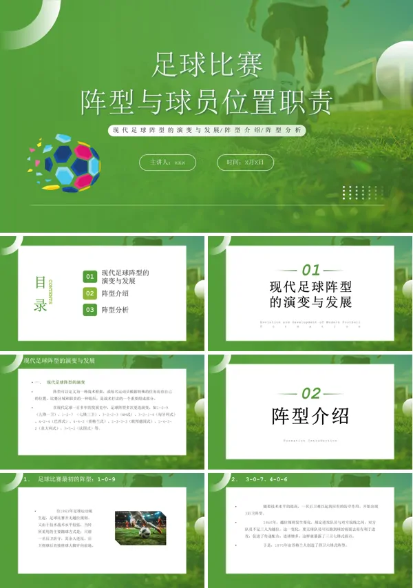 足球比赛阵形与球员位置职责PPT