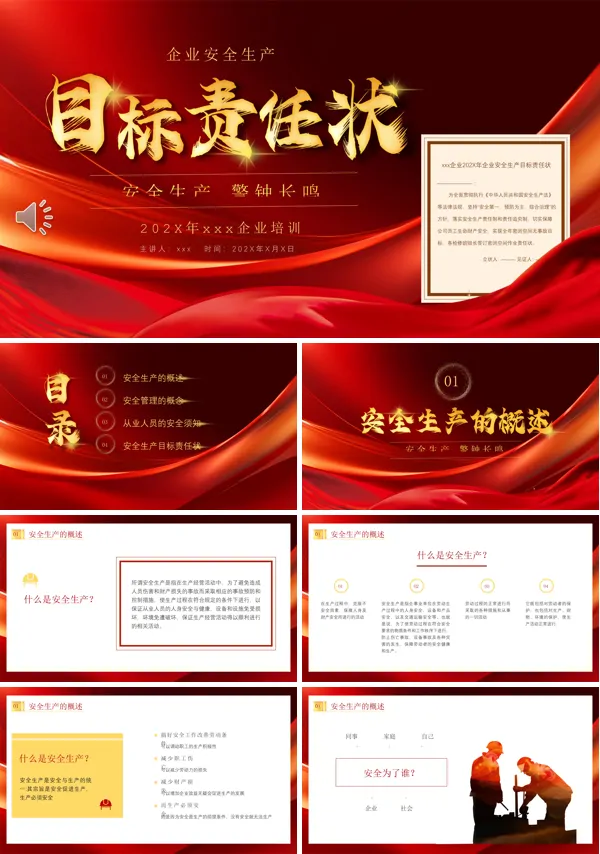 企业安全生产目标责任状培训内容PPT