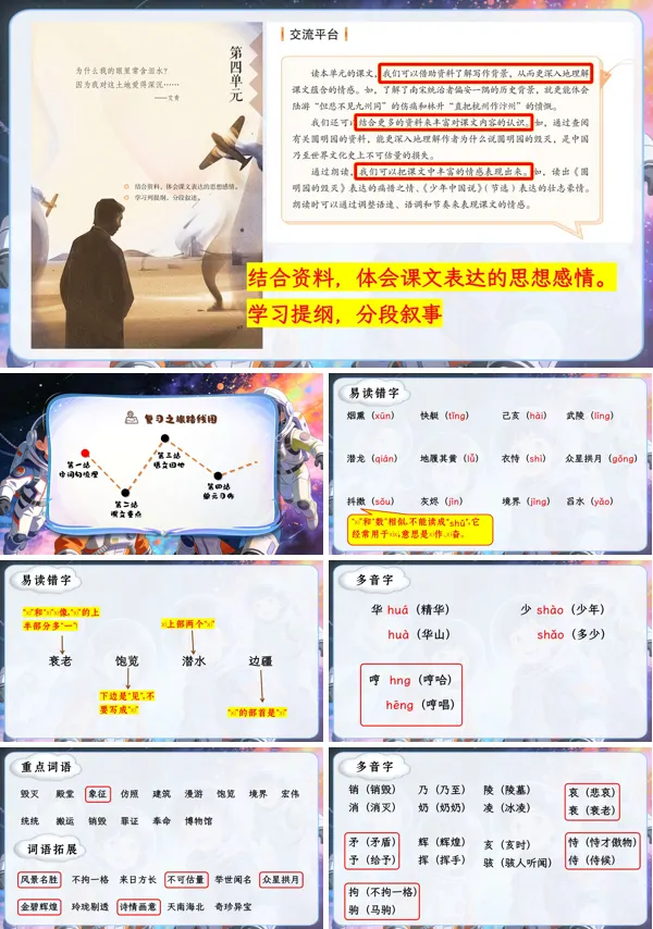 第四单元复习五年级上册语文ppt课件